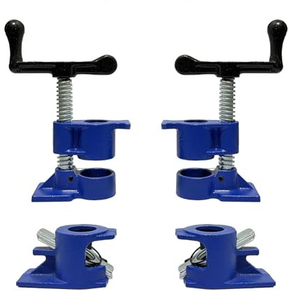 HENBOW 3/4 Pipe Clamp,Wood Gluing Pipe Clamp Set,Heavy Duty Cast Professional Pipe Clamps Tools,Cast Iron Wood Clamps Quick Release for Woodworking Improvement and Diy Projects(2Pack-Blue)