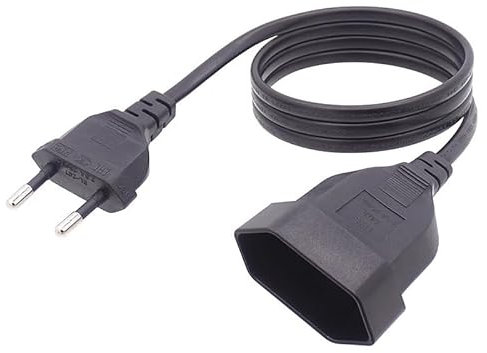 Okaywork rechtwinkliges Euro-Stromverlängerungskabel 0.3m verlängerungskabel kurz 2 Adern,24 Litzen 0,75 mm² Typ-C-Stecker-Eurostecker auf Typ-C Eurobuchse für PC Computer Monitor,TV (Flacher Kopf)