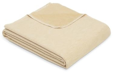 Ibena Lausanne Decke 140x200cm - Bio Baumwolldecke, Made in Germany, kuschelig & weich, Sommerdecke gelb