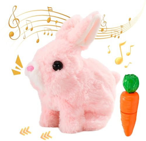 Toerjii Jouet Lapin Interactif,Cadeaux de Pâques Enfants, Lapin Sautant,Lapin Doudou Petit Peut Marcher et Parler,Cadeau d'anniversaire de Pâques (Rosa)