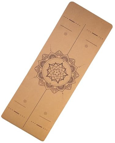 sopomarkt24 Yogamatte Kork 183x61x0,7 cm, rutschfest, dämpfend, schadstofffrei, ideal für Yoga, Pilates, Fitness, Aerobic, Gymnastik, mit Tragegurt, umweltfreundlich, Boho Design
