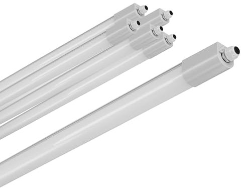 ELG Leuchten 6x LED Feuchtraumleuchte 120cm 6500K Leistung umschaltbar 17W/33W 2100lm/4000lm IP66 wasserfest led feuchtraumleuchte 120cm garagenbeleuchtung werkstattlampe kellerleuchte