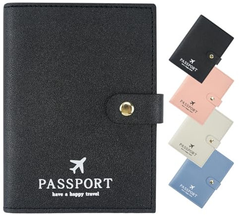 ILIYAH Porta Passaporto da Viaggio - Custodia Passaporto Italiano Porta Carte Multipli Porta Documenti Portapassaporto Fibbia Di Sicurezza(Nero)