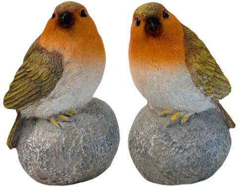 Generisch Vogel Figuren - 2er-Set Vogelfiguren Für Garten Deko - Wetterfeste Tierfiguren Aus Kunstharz Für Garten, Terrasse, Balkon Und Blumentöpfe