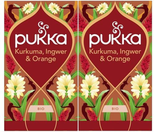 Pukka Tee, Bio-Kräutertee Kurkuma, Ingwer & Orange, 2er Pack, 40 Teebeutel