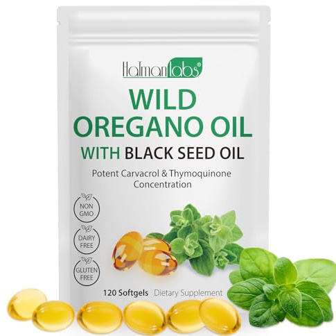Capsules D'Huile D'Origan 120 Softgel, Végétaliennes - 2 En 1 6000 Mg D'Huile D'Origan Avec 200 Mg D'Huile De Nigelle, Soutien Hautement Efficace Du Système Immunitaire Et Digestif (1)