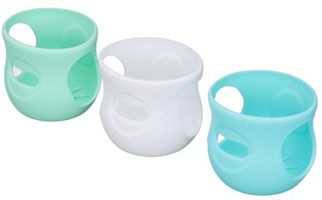 OVAQUIXI Silicone Cover for Glass Baby Bottles, Mystical/Fantasy Retardant Cover for 4 Ounce Baby Bottles, Insulated for Home or Travel, Food and Dishwasher Safe (White+Light Green+Dark Green)