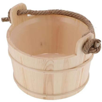 F Fityle Secchio per sauna in legno, professionale, multiuso, in legno, accessorio per sauna, case, vasca da bagno, casa