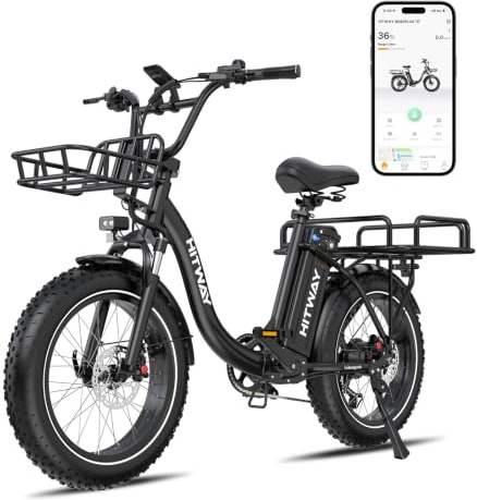 HITWAY E-Bike 20, 48V 27Ah, Drehmomentsensor, hydraulische Scheibenbremsen | Fat-Tire E-Bike mit 48V 27Ah Akku, intelligentem Drehmomentsensor, hydraulischen Scheibenbremsen, NFC, App und Bluetooth.