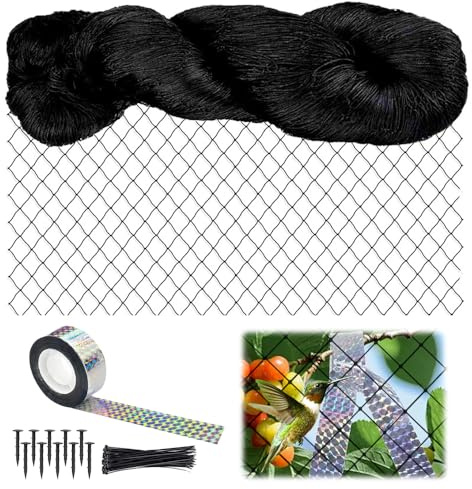 Filet Anti Oiseaux 10x10m, Filet Protection Oiseaux Noir, Résistant aux intempéries et aux UV, Voliere Anti Pigeon pour Jardins, Vergers, Champs, Serres et Plus