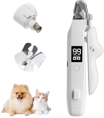 Noaya 2 in 1 Dog Nails Clippers - Nail Grinders Claws Trimmer for Grooming with Light and LED Screen, Easy Nail Trimmer File, Safe Silent Pet Nail Grinder for Small, Medium Dogs Cats