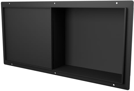HAGO24 Wandnische 60x30cm Edelstahl Schwarz Matt befliesbare Tür Duschnische Duschablage Duschregal Edelstahlnische Magnetverschluss Unterputz randlos