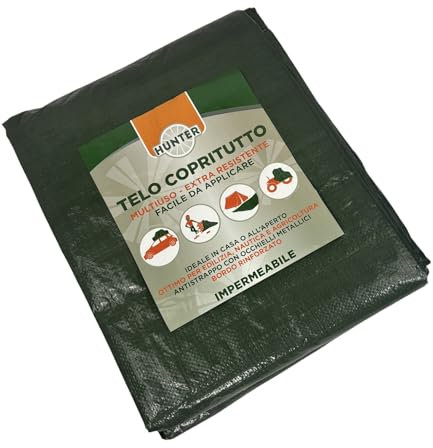 Telo Impermeabile Esterno Telo Multiuso Antistrappo Rinforzato con Occhielli Colore Blu e Verde Misura cm 400X600 metri 4X6