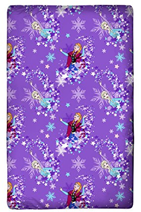 Spannbettlaken Frozen die Eiskönigin 90/100 cm x 190/200 cm Motiv Stars 100% Baumwolle Anna ELSA Olaf Sven Kristoff Arendelle Spannlaken Bettlaken Laken Spannbetttuch zur Bettwäsche deutsche