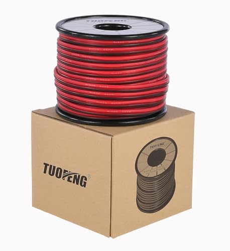 TUOFENG 18awg Silikon Elektrokabel, Verlängerungskabel [Schwarz 20 m Rot 20 m] 2 Leiter Parallele Drahtleitung Weiche und flexible 18-Gauge- Litzen Kupferdraht