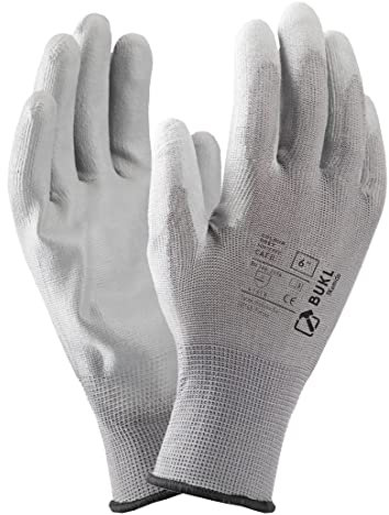 3Kamido Gants de travail BUKL - Gants de montage antidérapants Sans couture, réparation, industrie automobile, travaux de précision, service automobile, atelier taille 9 (12 Paires) Gris