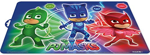 PJ Masks Aufbewahrung, 0431, Tischset für Katzen, Eule, Gecko, Maße 43 x 29 cm, wiederverwendbares Kunststoff, BPA-frei.