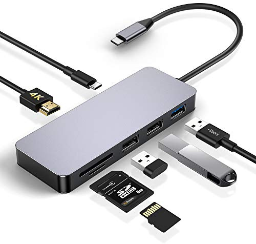 USB C Hub, Kameta Typ C auf 4K HDMI, USB 3.0, Typ C zum Aufladen, SD/TF-Kartenleser für MacBook Pro 2018/2017, Samsung S8/S9, Huawei P20/Mate 10/Mate 20, Dex Station