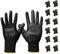 QEARSAFETY 12 Pairs Thin PU Palm Coated Work Safety Gloves, Knitted Liner, Multi-Function, Light-Weight, Sensibility, Breathable, Grip, Daily General Purpose Job Handling (8/M, Black)