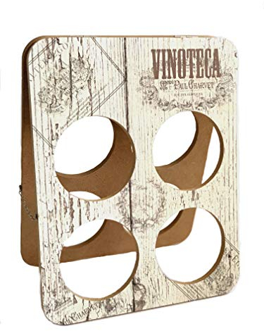Vinoteca - Botellero para encimera de vino, pequeño, 4 botellas, soporte para almacenamiento de vino, mesa plegable para vino Oenophilia - La mejor idea de regalo para vinos, recuerdos, regalo
