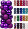 Emopeak, Weihnachtskugeln für den Weihnachtsbaum, bruchsicher, 4 cm, hängende Kugel für Festtage, Hochzeit, Party, Dekoration, violett, 24 Stück