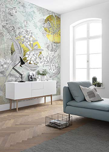 Komar Vlies Fototapete - Golden Sun - Größe 200 x 280 cm (Breite x Höhe) - Wand Tapete Wohnzimmer Schlafzimmer Büro Flur Asien Sonne Blumen Dekoration Wandbild - RSX4-019