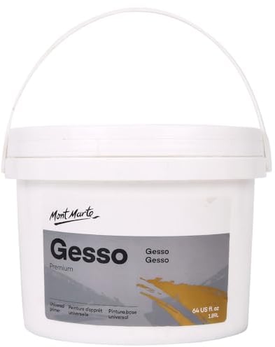 MONT MARTE Premium Gesso Universal Primer 1.89L (64oz), Suitable for Acrylic Paint, Oil Paint, Colour Pencils, Pastels, Graphite and Charcoal