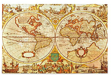 Mnsruu Antike Weltkarte Kunst Puzzle Freizeit Kreative Spiele 1000 Teile für Erwachsene Kinder Geschenk