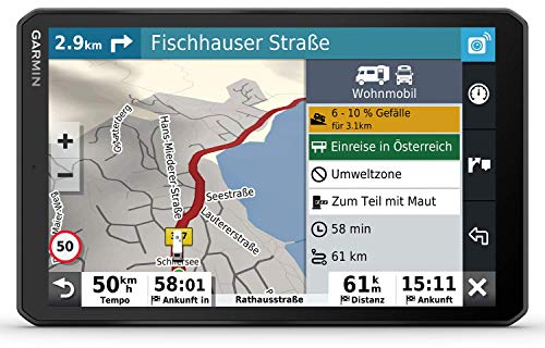 Garmin Camper 890 MT-DEU – Navigationsgerätmit Routing für Wohnmobile und Wohnwagen, 8“(20,3 cm) HD-Display, vorinstallierte 3D-Karten für Europa, Verkehrsinfos über DAB+, Campingplatz-Datenbank