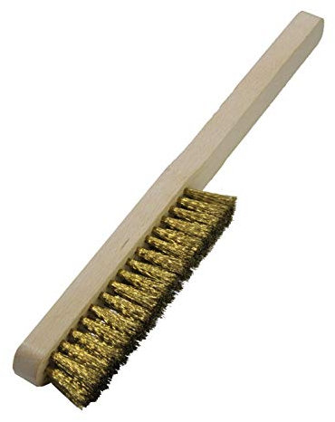 Lessmann Cepillo fino, longitud 225 mm, alambre de latón ondulado, cepillo de alambre