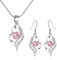 Kamise Schmuck Set Silber, 925 Sterling Silber Herz Silberkette & Hängend Ohrringe Set mit Zirkonia, 45cm Herz Halskette und Ohrhänger für Damen, Romantic Schmuckset mit Geschenkbox (Rosa)