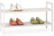 Relaxdays Schuhregal stapelbar, Schuhablage mit 2 Etagen, Walnuss, Landhaus, bis zu 6 Paar Schuhe, HBT 41x69x27 cm, weiß