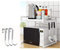 Luchs – Mikrowellen Ständer/Regal, Mikrowellenhalterung, Mikrowellenständer, Mikrowellen Ständer/Organizer mit 3 Haken, Microwave Holder/Mikrowellenregal grössenverstellbar (Weiss, Classic)