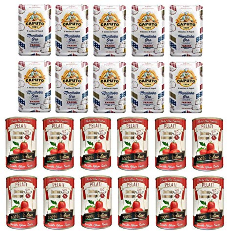 Testpaket Caputo Manitoba Oro Pizzamehl Mehl ( 10 x 1Kg ) + Italian Gourmet 100% italienische geschälte Tomaten dosen ( 12 x 400g )