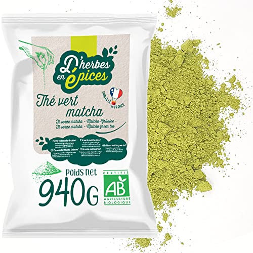 DE LAS HIERBAS A LAS ESPECIAS | Té verde matcha | 940g | Té verde a granel de China | Certificado orgánico y de comercio justo