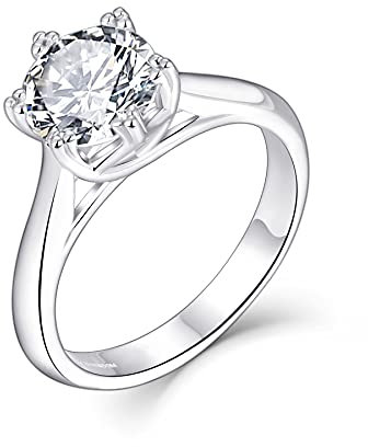 JO WISDOM Damen Ring Silber 925,Verlobungsring Hochzeitsring Jubiläumsring Solitärring Promise Ring mit 8mm 5A Zirkonia, Schmuck für Frauen