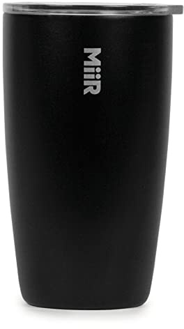 MiiR, Becher, vakuumisoliert, Edelstahl mit Schiebedeckel, Becherhalter kompatibel und BPA-frei, Schwarz, 250 ml