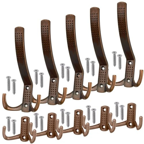 Stahlia Garderobenhaken Kleiderhaken Garderobe (10 Stück) KUPFER-OPTIK Metallhaken Haken zum Schrauben Haken für Garderobe Handtuchaufhänger
