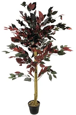 Leaf Artificial Tree/Plant, Mixed Materials, Green and Red Ficus, 120cm