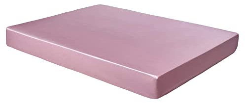 Nayoroom Spannbettlaken Satin 90x200cm Rosa Seide Glanzsatin Glatt und Bequem Microfaser Spannbetttuch Bettlaken für Boxspringbett Topper Matratze bis 25 cm