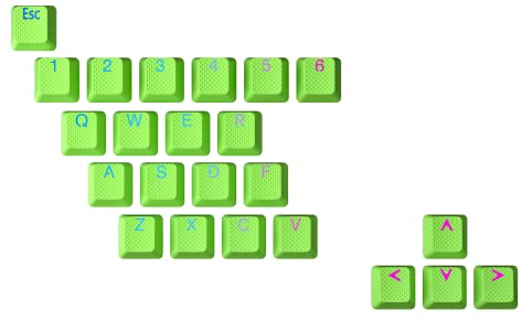 Ranked Gummi-Tastenkappen-Set | Doppelschuss Durchscheinend | OEM-Profil für Mechanische Gaming-Tastatur (Neon Green, 23 Tasten)