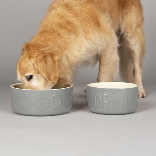 Scruffs Classic 2 Piece Dog Food & Water Bowl Set - 25cm | 20cm - Grey