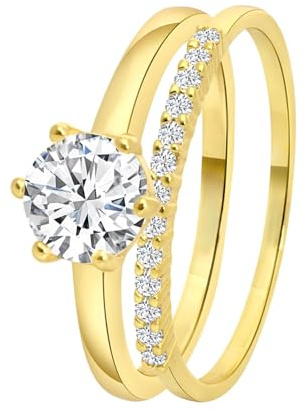 Lucardi - Damen Plattierter Ring - Schmuck - Geschenke für Frauen - Gold