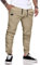 JMIERR Pantalones de Trabajo Hombre Casuales Deporte Elásticos Joggers Largos Pants con Bolsillos Algodón Slim Fit Cargo con cinturón con cordón, Caqui M