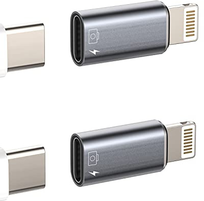for iPhone OTG Adapter(2Pack)USB C Female to Lightning Male Charger Data Sync Dongle Type-c Camera Card Reader Flash Drive Mouse Keyboard U Disk Converter for 14 13 11 12 Pro Max Xr X Xs 8 7 Se Plus