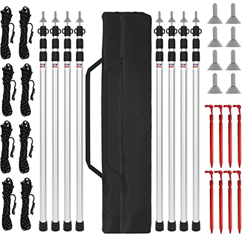 Sonnewelt 8X Zeltstange, Zeltgestänge Aluminiumlegierung, 87.5-234.5cm Höhenverstellbar Zeltstangen, Zelten Zeltstange mit Twist-Lock-Mechanismus für Zelt, Tarp, Sonnensegel oder Plane