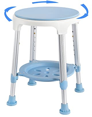 LARS360 Tabouret de douche rotatif à 360 °, siège de douche médical, avec poignée de baignoire en aluminium et polyéthylène haute densité, hauteur réglable, charge maximale de 150 kg