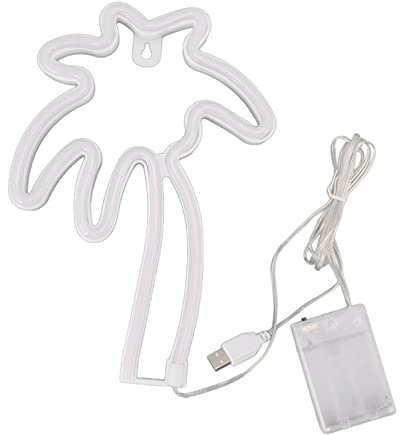 Palm Tree Lights Neon Signs, LED Cocotier Neon Light pour Chambre à Coucher, Lampe de Nuit Palmier Alimentée par Batterie avec Base de Support pour Chambre D'enfant, Bar, Noël, Anniversaire, Fête de M