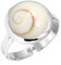 Jeweloporium Silberring mit weißem Shiva-Auge, Größe 69 (22,0), 925er Sterlingsilberring für Damen, echter klobiger runder Edelstein-Boho-Schmuck