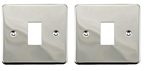 ElekTek Twin Pack Chrome Plated Single Light Switch Polished Metal Cover Plate Conversion - No Wiring or Switch Removal Necessary - New Screws Included
